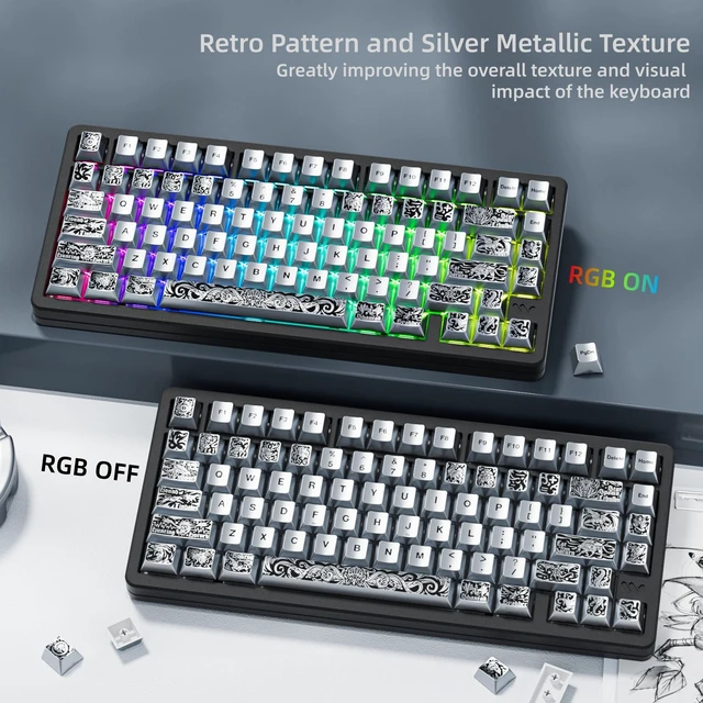 Alt view image 4 of 6 - Womier PBT Keycaps with Metal Paint, Cherry Profile Keycaps, Custom Keycaps