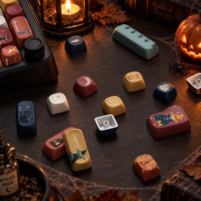 Alt view image 3 of 7 - Womier PBT Keyboard Keycaps, Colorful MOA keycaps,Halloween Theme