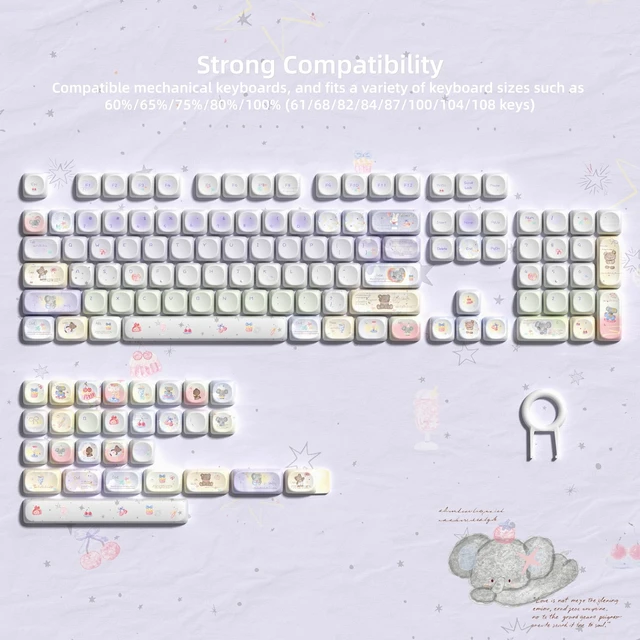 Alt view image 4 of 6 - Womier Cute PBT Keycaps Set,Kawai Keycaps MOA Profile,Colored Creamy Keycap