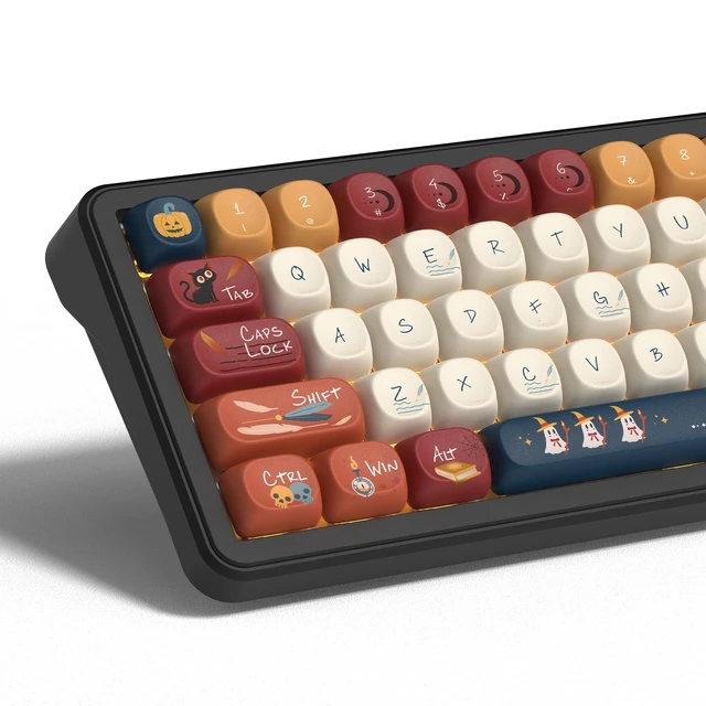 Alt view image 6 of 7 - Womier PBT Keyboard Keycaps, Colorful MOA keycaps,Halloween Theme