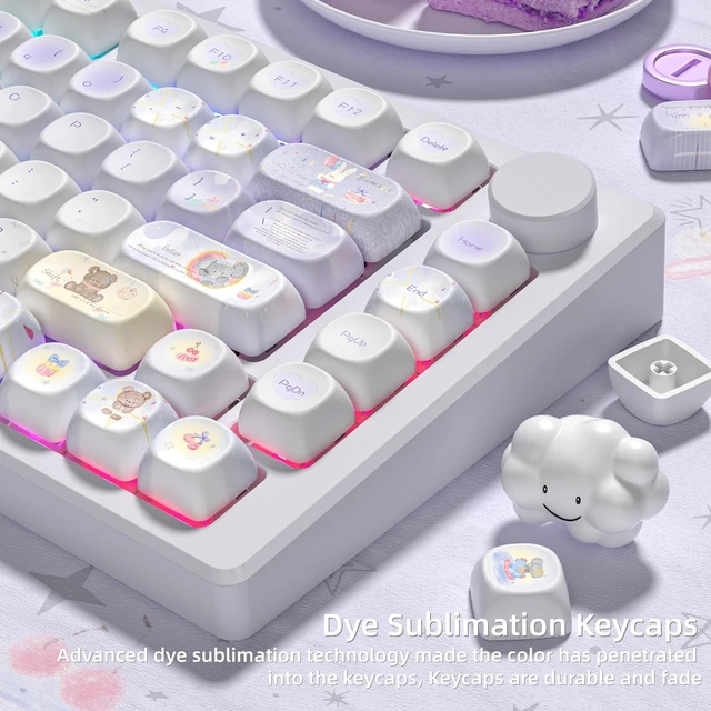 Alt view image 6 of 6 - Womier Cute PBT Keycaps Set,Kawai Keycaps MOA Profile,Colored Creamy Keycap