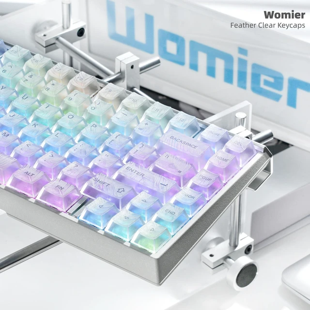 Alt view image 3 of 7 - Womier Feather Clear Keycaps, Shine Through Keycaps, White Jelly Key caps