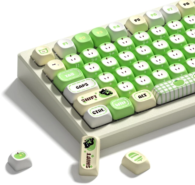 Main image of Womier PBT Keycaps Set, Green Cartoon Custom 133 Keys