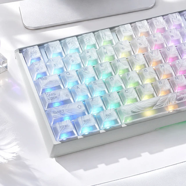 Main image of Womier Feather Clear Keycaps, Shine Through Keycaps, White Jelly Key caps