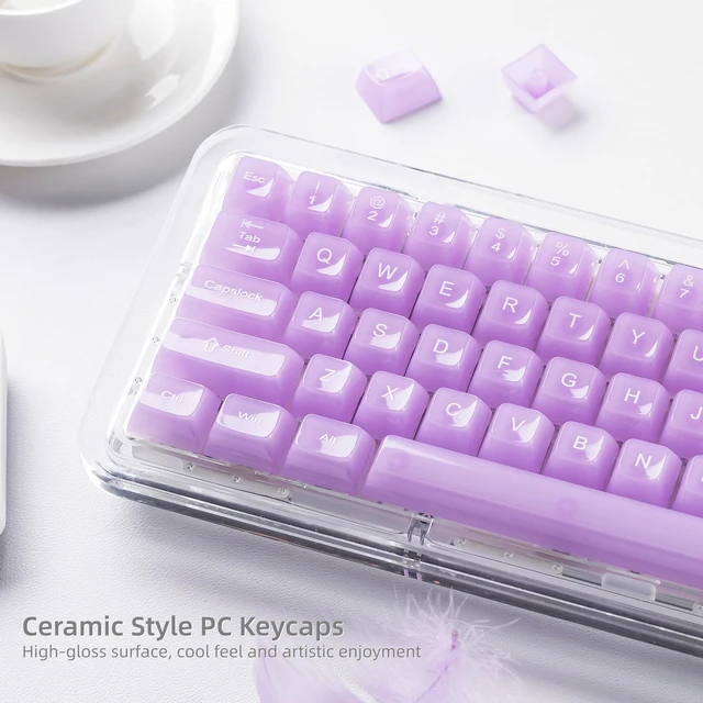 Alt view image 3 of 7 - Womier Clear Jelly Keycaps, Ceramic Keycaps Style Cute Purple Key caps