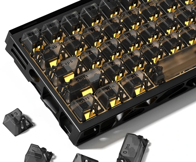 Main image of Womier Honeycomb Clear Keycaps, Black Shine Through Keycaps, Jelly Keycap