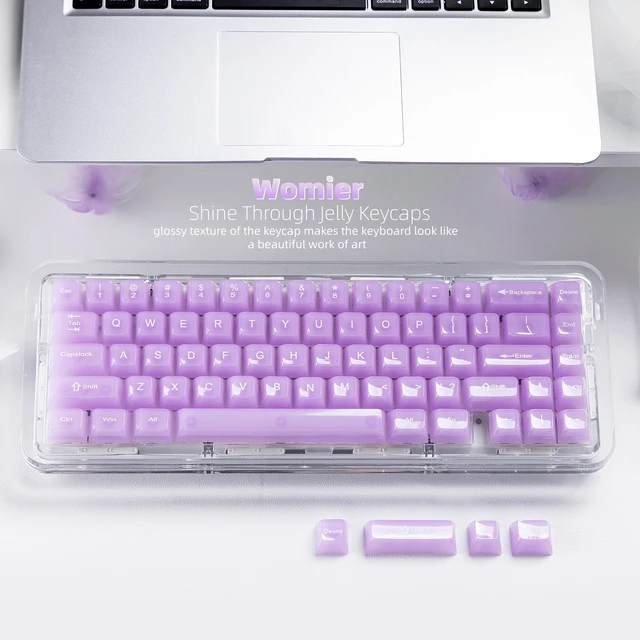 Alt view image 4 of 7 - Womier Clear Jelly Keycaps, Ceramic Keycaps Style Cute Purple Key caps