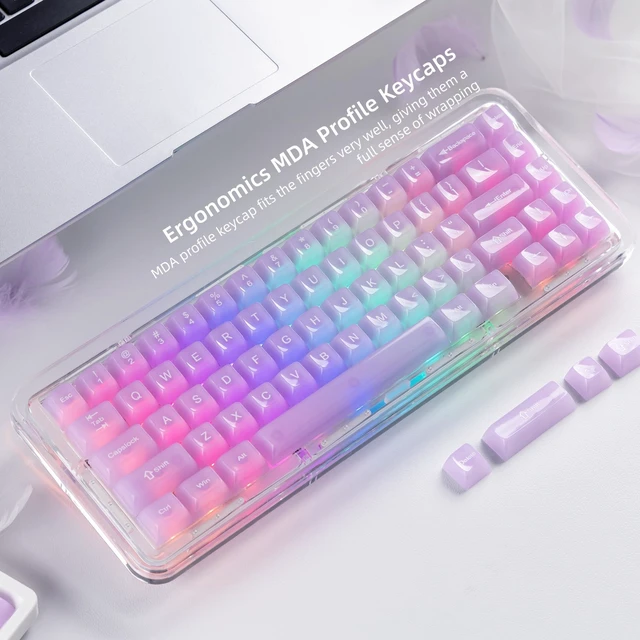 Alt view image 5 of 7 - Womier Clear Jelly Keycaps, Ceramic Keycaps Style Cute Purple Key caps