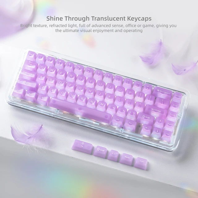Alt view image 6 of 7 - Womier Clear Jelly Keycaps, Ceramic Keycaps Style Cute Purple Key caps