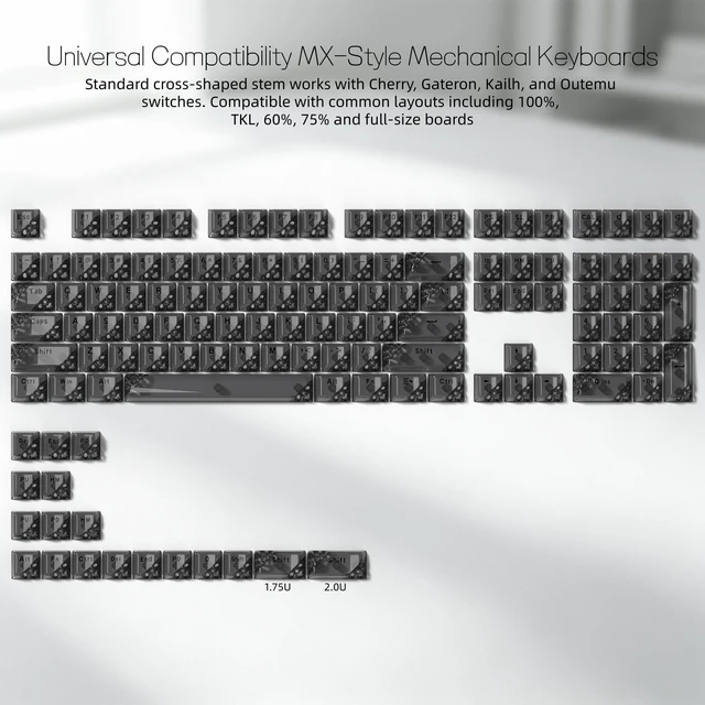 Alt view image 2 of 6 - Womier Honeycomb Clear Keycaps, Black Shine Through Keycaps, Jelly Keycap