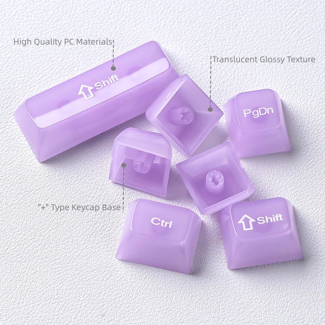 Alt view image 7 of 7 - Womier Clear Jelly Keycaps, Ceramic Keycaps Style Cute Purple Key caps