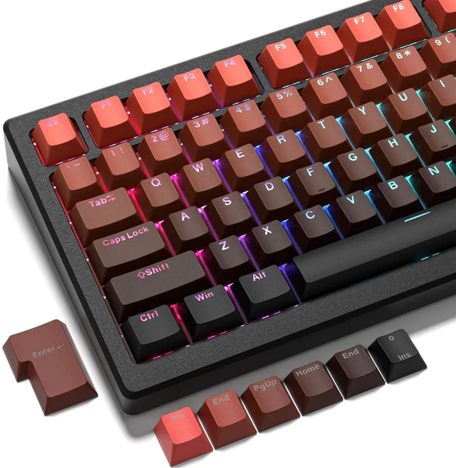 Main image of Womier PBT Keycaps, Gradation Red Keycaps Shine Through Keycaps 134 Keys