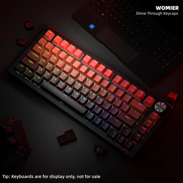 Alt view image 4 of 6 - Womier PBT Keycaps, Gradation Red Keycaps Shine Through Keycaps 134 Keys