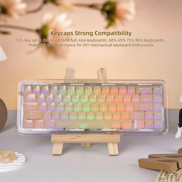 Alt view image 5 of 7 - Womier Shine Through Keycaps, Jelly Ceramic Style Keycaps