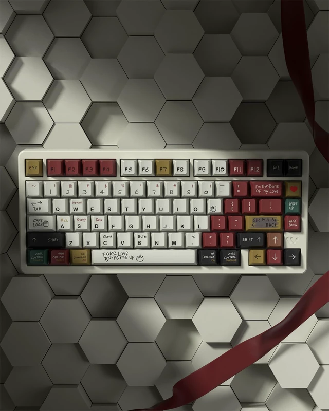 Alt view image 7 of 7 - Womier PBT Keycaps with 134 Keys, Retro Custom Keyboard Caps 60 75 65 100 Percent, Cherry Profile Dye Sublimation PBT Keycap Set for Full Size Mechanical Gaming Keyboard, Love Story Theme