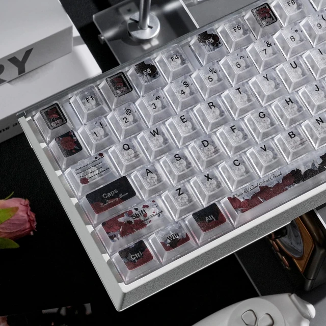 Main image of Womier Rose Clear Keycaps,Shine-Through Keycaps,Jelly Keycap Cherry Profile