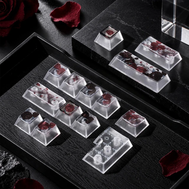 Alt view image 5 of 7 - Womier Rose Clear Keycaps,Shine-Through Keycaps,Jelly Keycap Cherry Profile