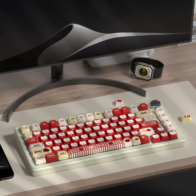 Alt view image 6 of 7 - Womier MOA Red Keycaps Set 133 Keys, Dye Sub Side Print PBT Apples Key caps