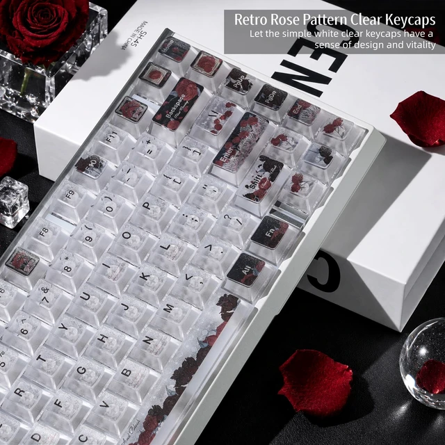 Alt view image 3 of 7 - Womier Rose Clear Keycaps,Shine-Through Keycaps,Jelly Keycap Cherry Profile