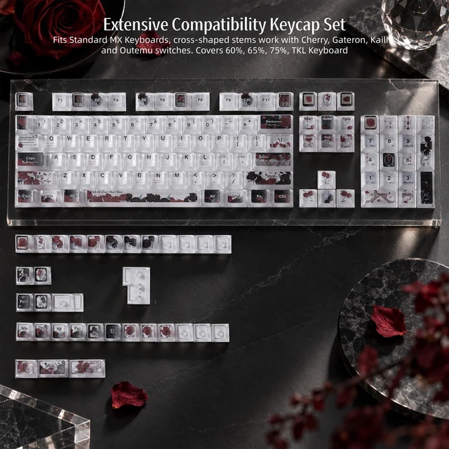 Alt view image 2 of 7 - Womier Rose Clear Keycaps,Shine-Through Keycaps,Jelly Keycap Cherry Profile