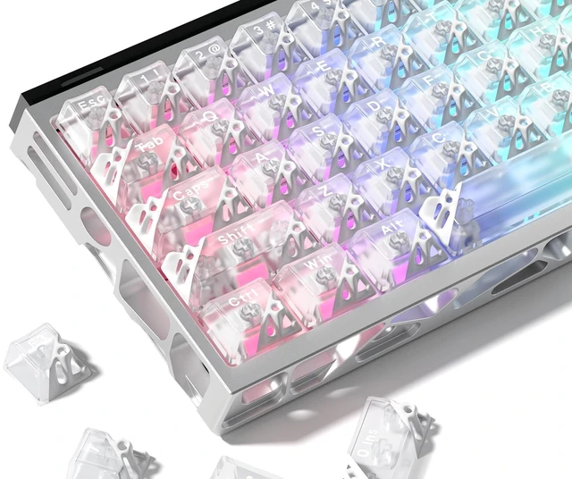 Main image of Womier Honeycomb Clear Keycaps, White Shine Through Keycaps, Jelly Keycap
