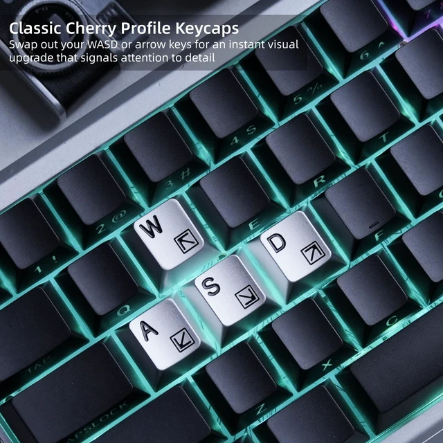 Alt view image 4 of 6 - Womier Aluminum Custom Keycaps,Silver CMC Cherry Profile Custom Keycaps