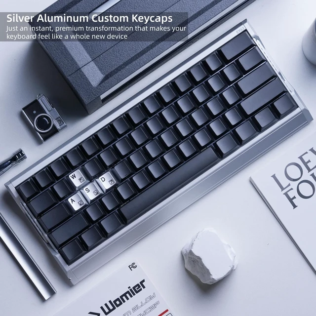 Alt view image 6 of 6 - Womier Aluminum Custom Keycaps,Silver CMC Cherry Profile Custom Keycaps