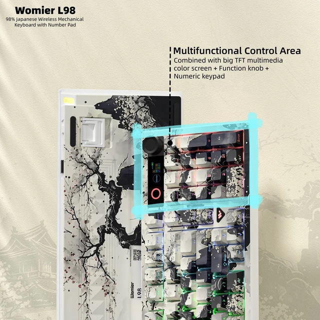Alt view image 3 of 7 - Womier Wireless Mechanical Keyboard with Number Pad, Thocky Keyboard-L98