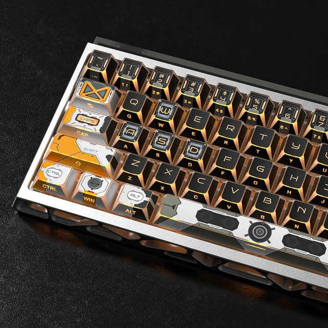 Main image of Womier Double Shot PBT Keycaps, Dye Sub Shine Through Spaceship Key caps