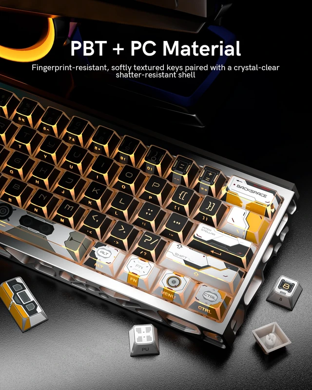 Alt view image 2 of 7 - Womier Double Shot PBT Keycaps, Dye Sub Shine Through Spaceship Key caps