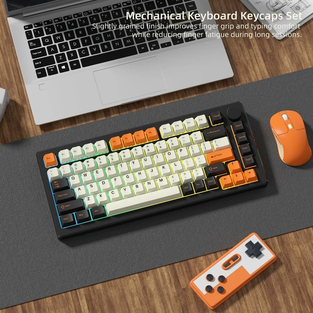 Alt view image 6 of 6 - Womier PBT Keycaps, Custom Retro Keycaps Set, Keyboard Caps
