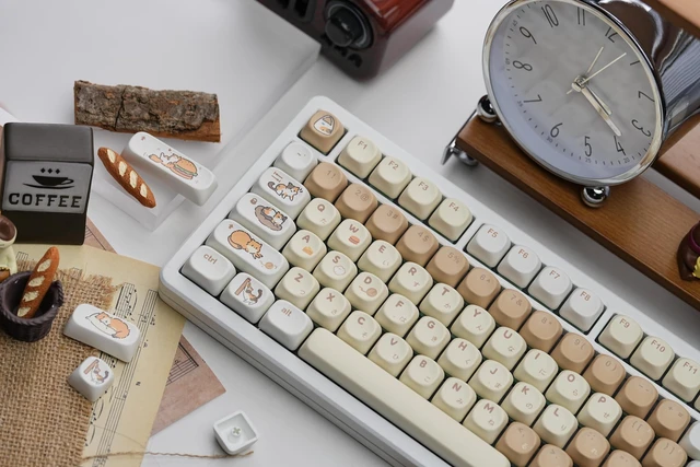 Alt view image 2 of 6 - Womier Cute Brown PBT Keycaps, MOA Profile Round Keyboard Keycaps, Cute Cat