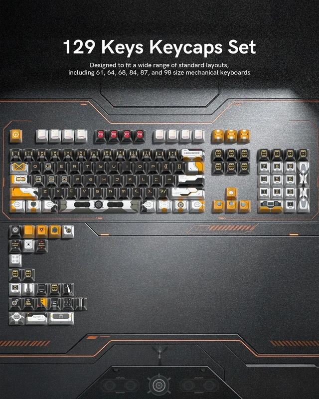 Alt view image 5 of 7 - Womier Double Shot PBT Keycaps, Dye Sub Shine Through Spaceship Key caps