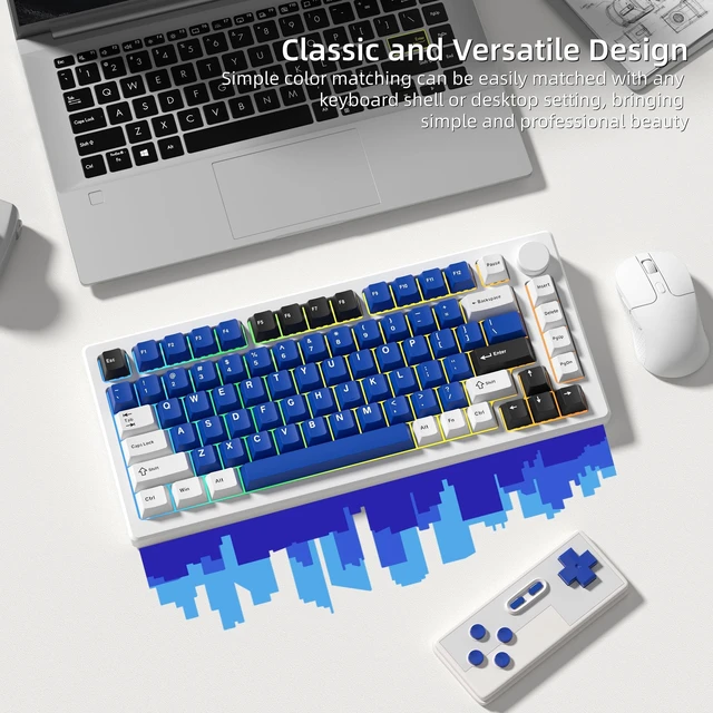 Alt view image 5 of 6 - Womier PBT Keycaps, Custom Blue Keycaps Set, Keyboard Caps