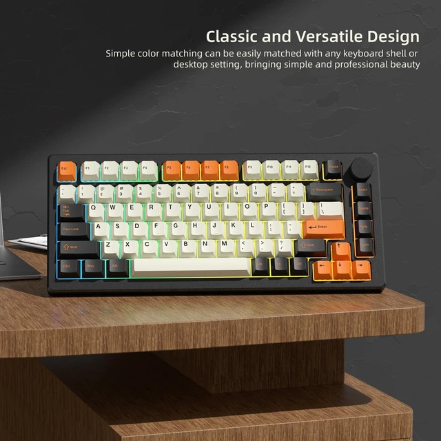 Alt view image 4 of 6 - Womier PBT Keycaps, Custom Retro Keycaps Set, Keyboard Caps