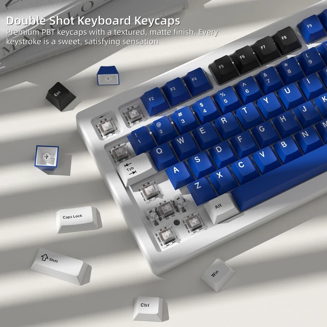 Alt view image 3 of 6 - Womier PBT Keycaps, Custom Blue Keycaps Set, Keyboard Caps