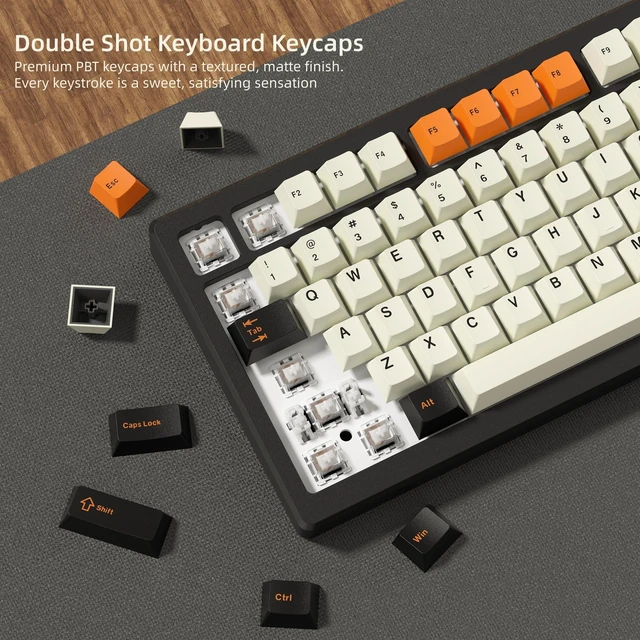 Alt view image 3 of 6 - Womier PBT Keycaps, Custom Retro Keycaps Set, Keyboard Caps