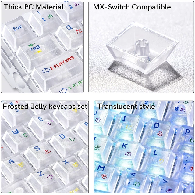 Alt view image 2 of 7 - Womier White Clear Keycaps,Frost Jelly Key caps,Pixel Game