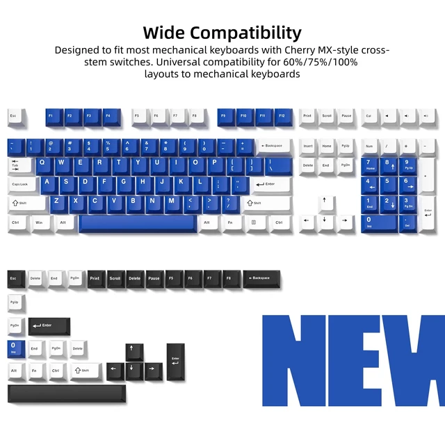 Alt view image 2 of 6 - Womier PBT Keycaps, Custom Blue Keycaps Set, Keyboard Caps