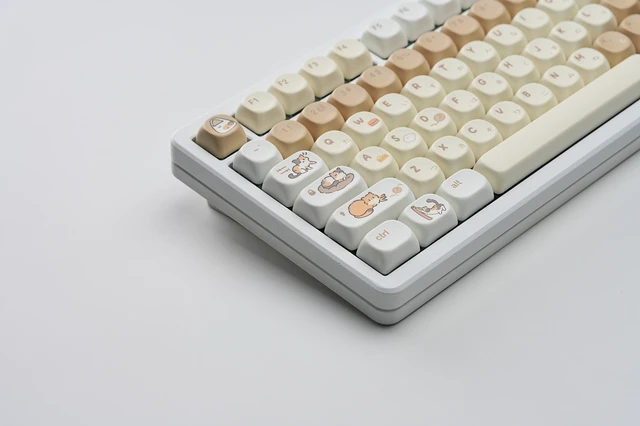 Alt view image 3 of 6 - Womier Cute Brown PBT Keycaps, MOA Profile Round Keyboard Keycaps, Cute Cat