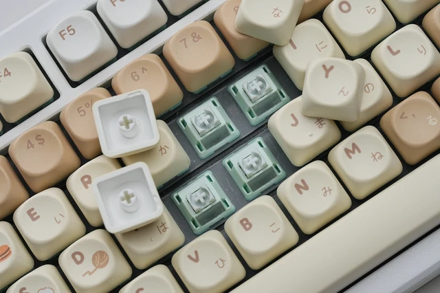 Alt view image 4 of 6 - Womier Cute Brown PBT Keycaps, MOA Profile Round Keyboard Keycaps, Cute Cat