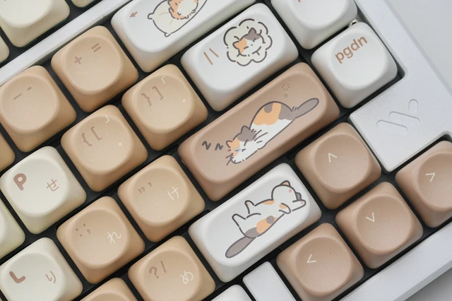 Alt view image 5 of 6 - Womier Cute Brown PBT Keycaps, MOA Profile Round Keyboard Keycaps, Cute Cat