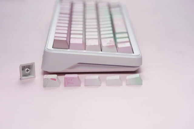 Alt view image 7 of 7 - Womier PBT Keycaps, Cherry Profile Shine Through Keycaps, Pink Spring