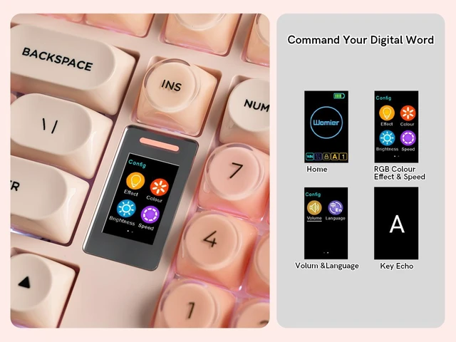 Alt view image 2 of 7 - Womier Foundation WK98 Mechanical Keyboard,98% Pink Creamy Keyboard Gaming Keyboard,3 Mode with Multimedia Screen,RGB Backlit,Jelly MOA Profile keycaps for Win/Mac,Pink