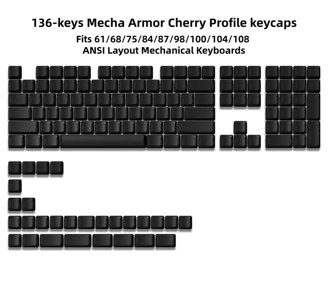 Alt view image 2 of 7 - Womier Shine Through keycaps Set,Double Shot PBT keycaps Mecha Armor