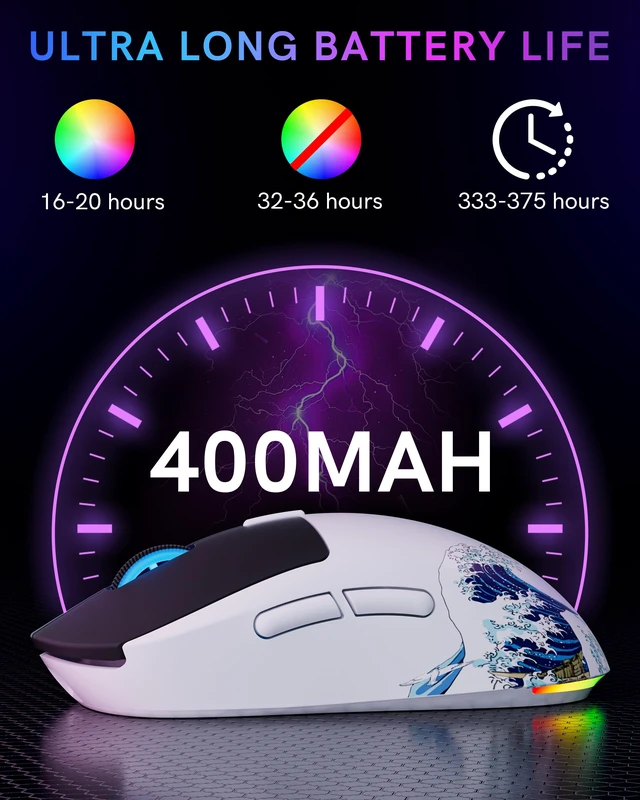 Alt view image 4 of 7 - Womier G57 Wireless Gaming Mouse 80g tri-Mode 2.4G BT USB-C
