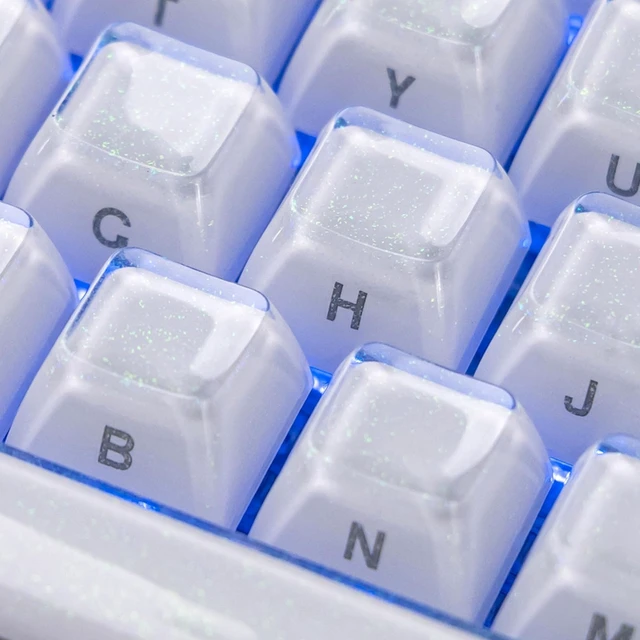 Alt view image 5 of 7 - Womier Starry Sky Crystal Keycaps,124 Keys Jelly Clear Keycaps-White Glittering Keycaps