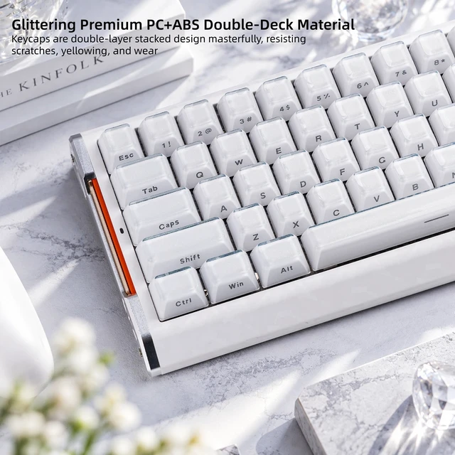 Alt view image 4 of 7 - Womier Starry Sky Crystal Keycaps,124 Keys Jelly Clear Keycaps-White Glittering Keycaps