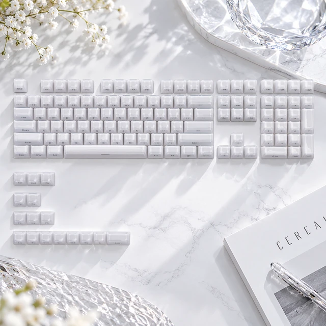 Alt view image 2 of 7 - Womier Starry Sky Crystal Keycaps,124 Keys Jelly Clear Keycaps-White Glittering Keycaps