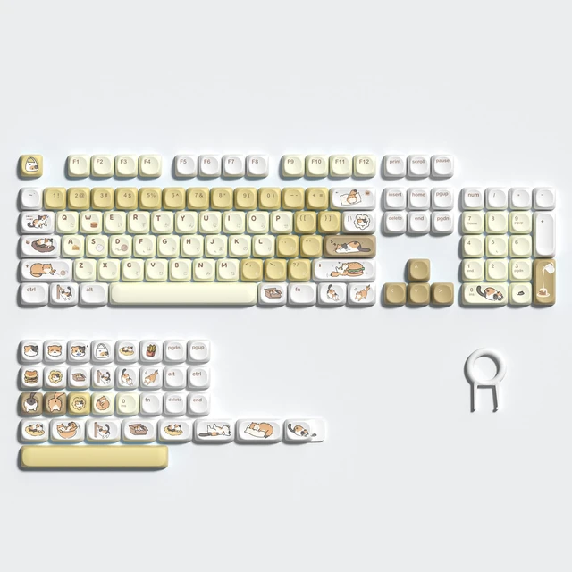 Alt view image 2 of 7 - Womier Cute Brown PBT Keycaps, MOA Profile Round Keyboard Keycaps, Cute Cat